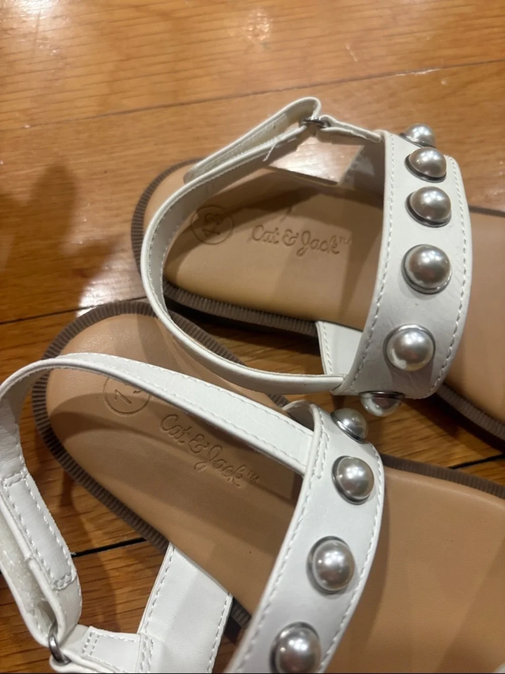 Cat & Jack White Studded Girls Sandals